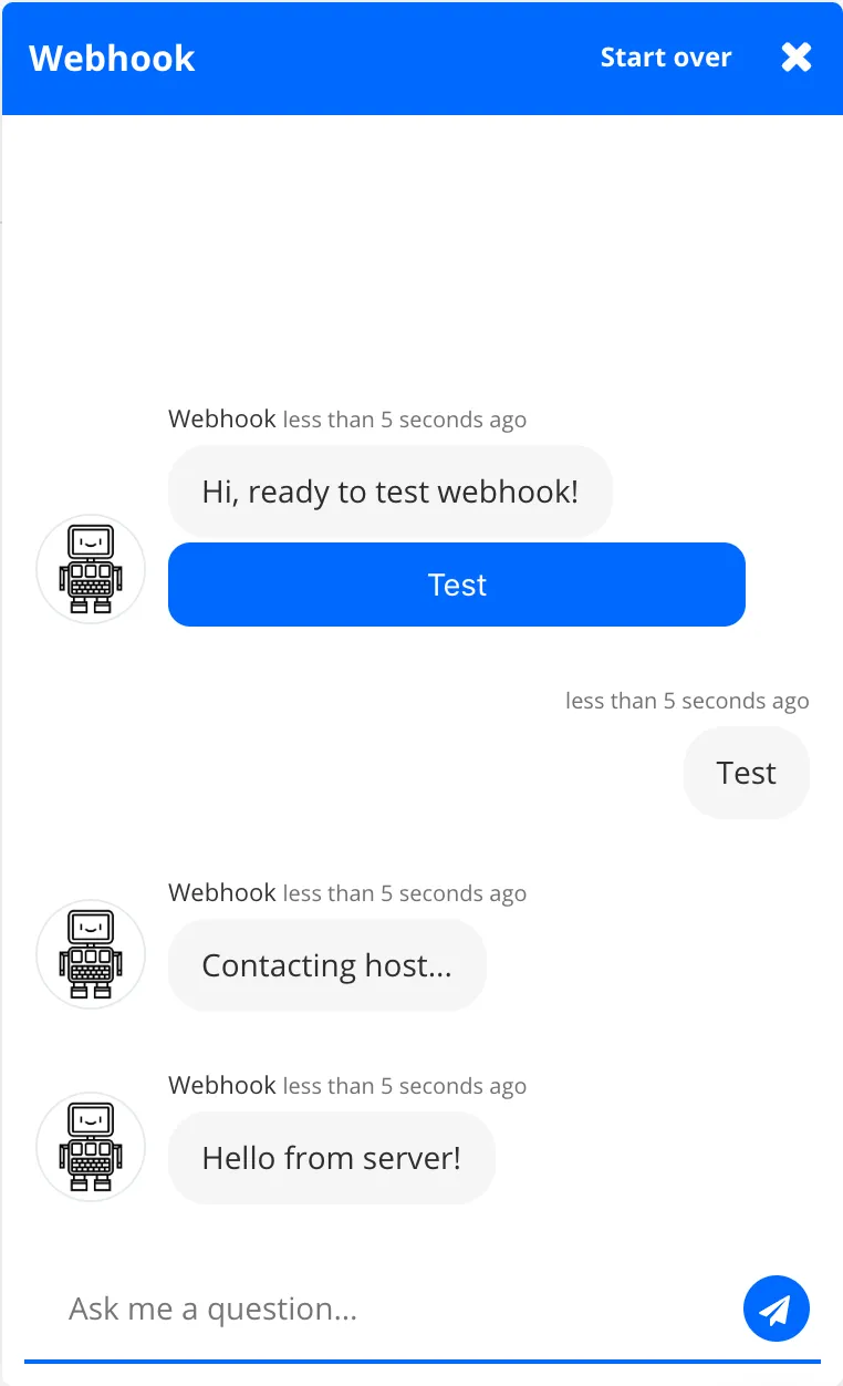 Webhook response Webhook response