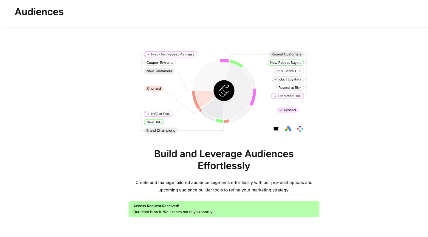 Audiences - Request Received screen