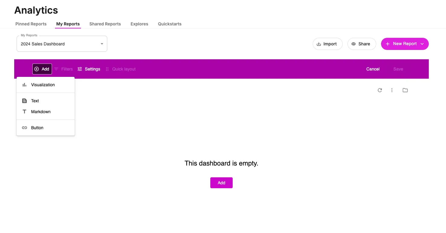 Empty Dashboard view