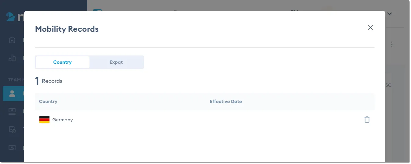 Marco Platform's Mobility Record screen.