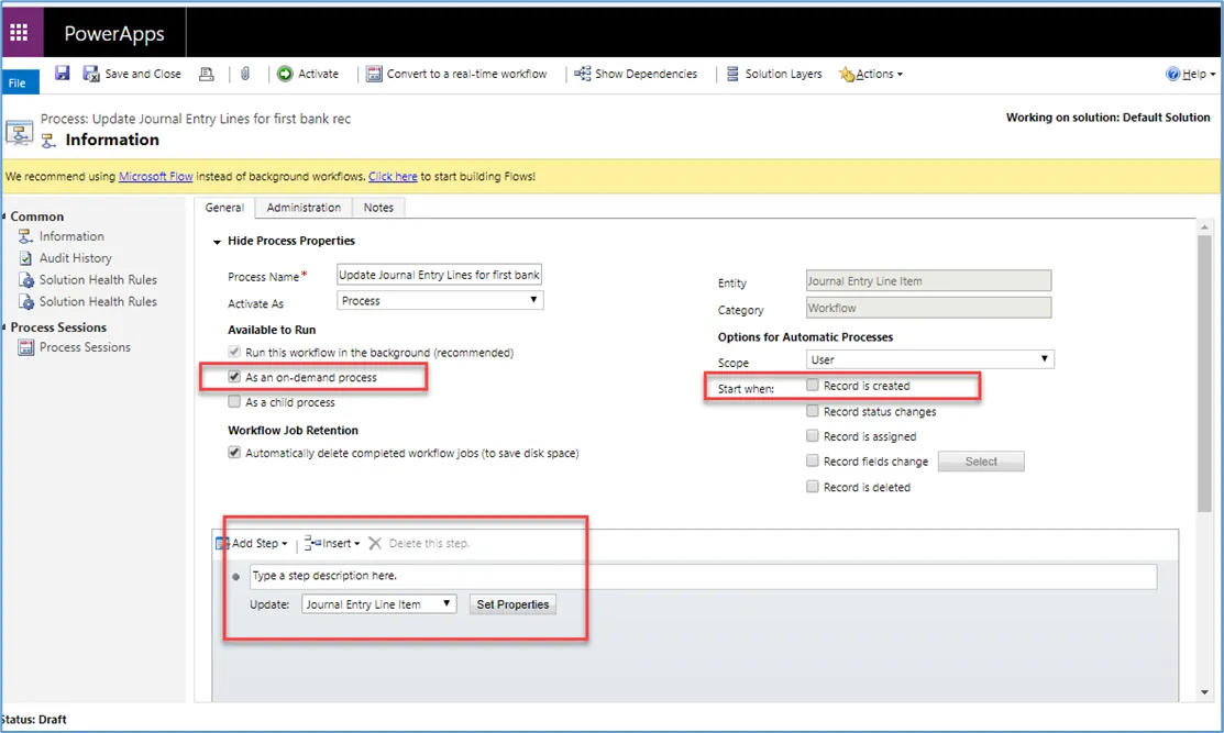 Workflow definition screen in Gravity