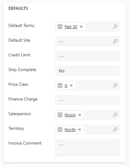Customer default information in Gravity