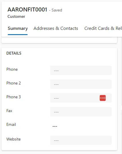 Customer details in Gravity
