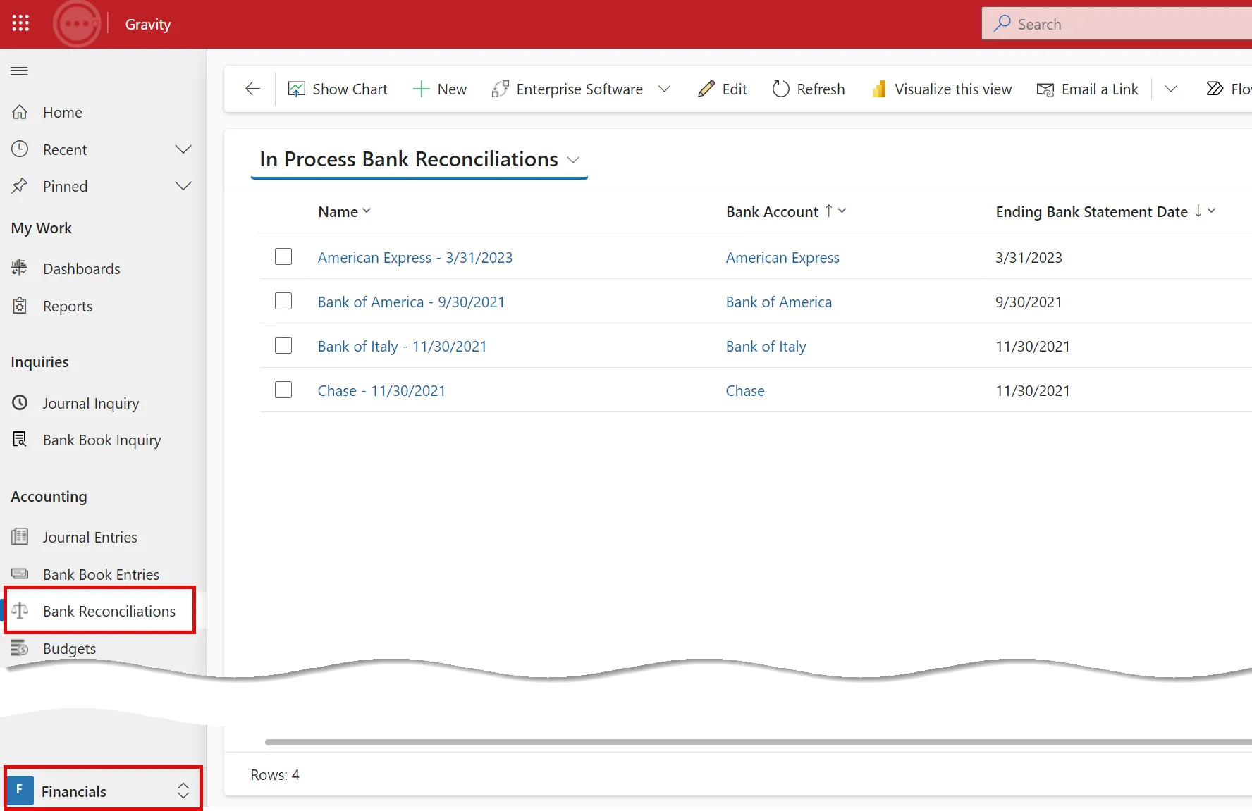 How to access Bank Reconciliation feature in Gravity