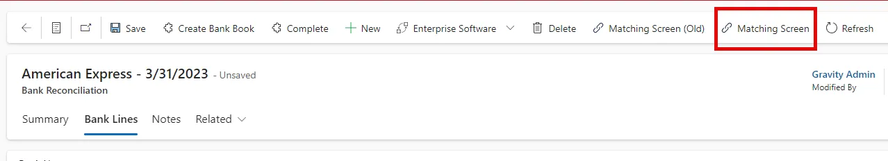 Automated bank matching from the bank reconciliation screen in Gravity Automated bank matching from the bank reconciliation screen in Gravity