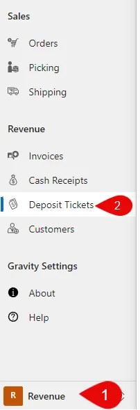 How to access the Deposit Ticket feature in Gravity