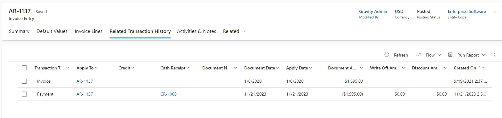 Related transactions view in Gravity Related transactions view in Gravity