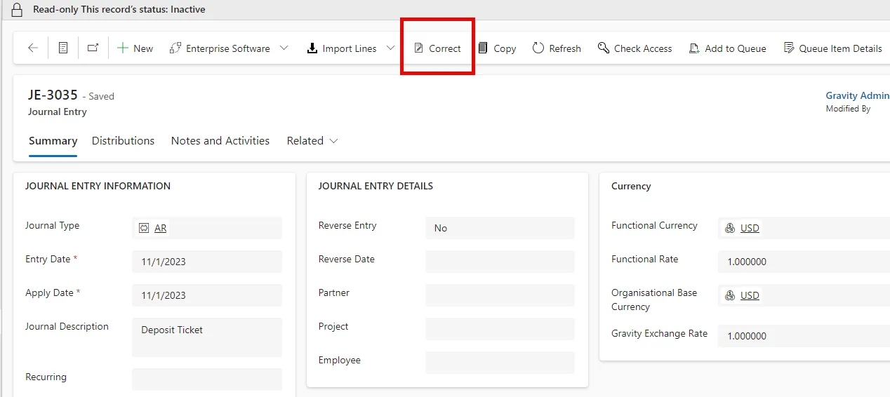 One button correction process in Gravity One button correction process in Gravity