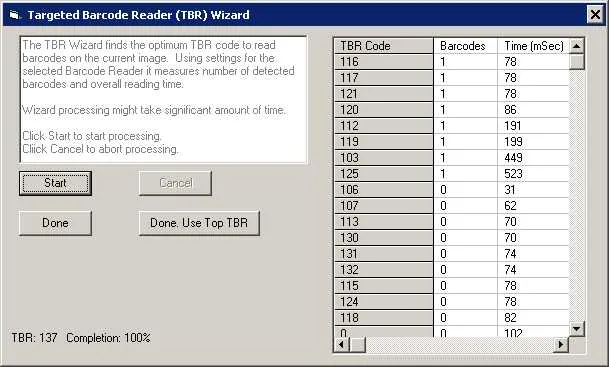 Example of TBR Wizard result Example of TBR Wizard result