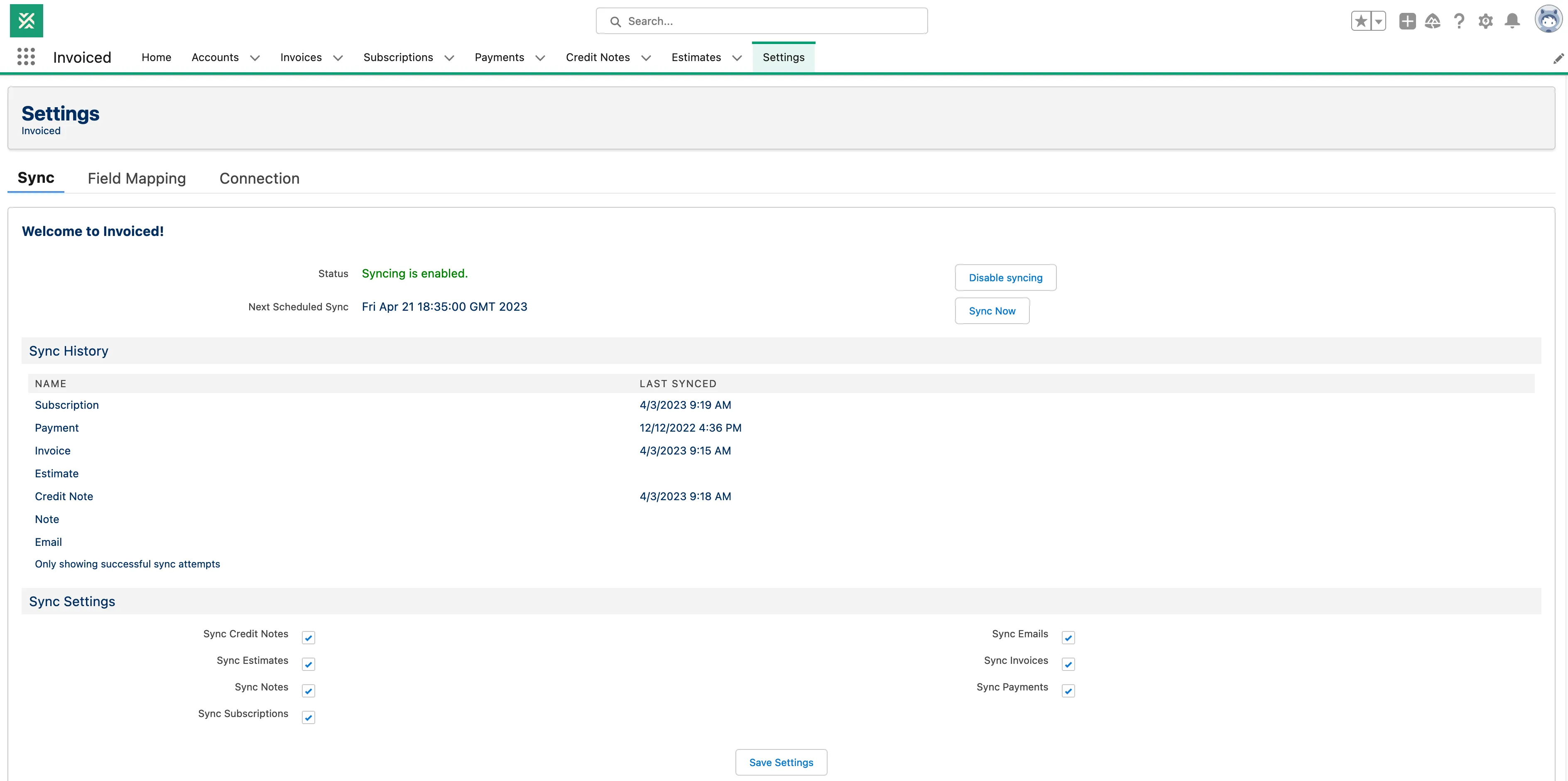 Invoiced Salesforce Integration