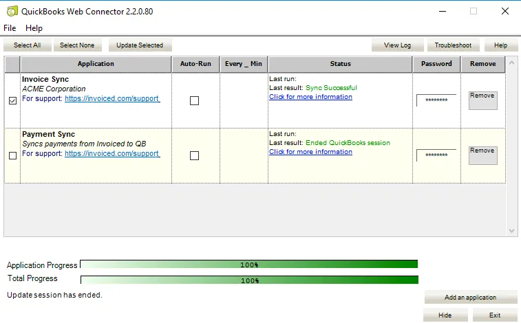 QuickBooks Desktop Successful Sync