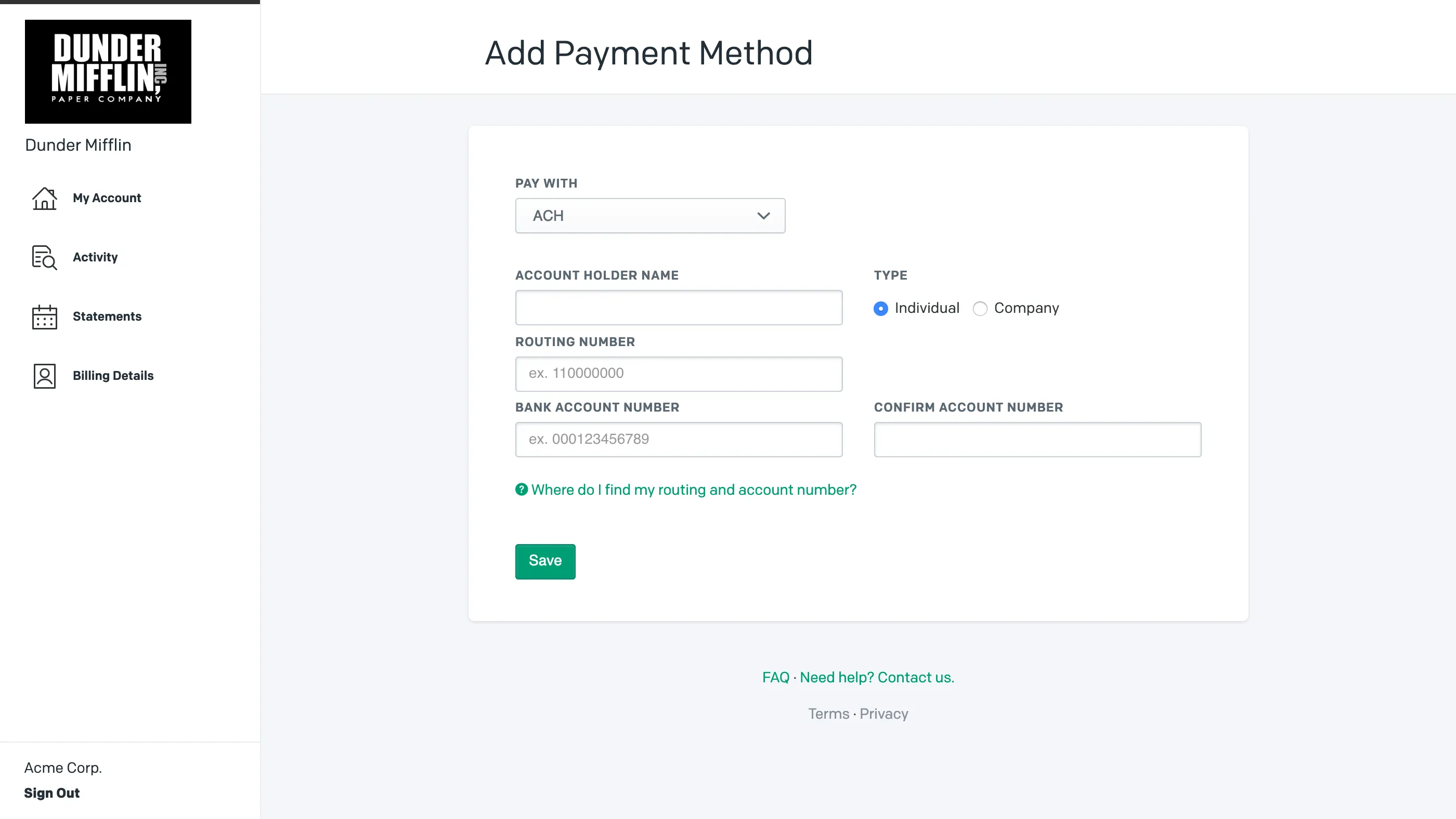 Updating payment information
