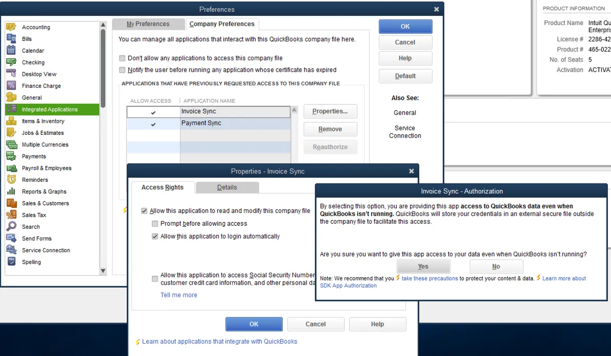 QuickBooks Desktop Enable Auto Integration Login