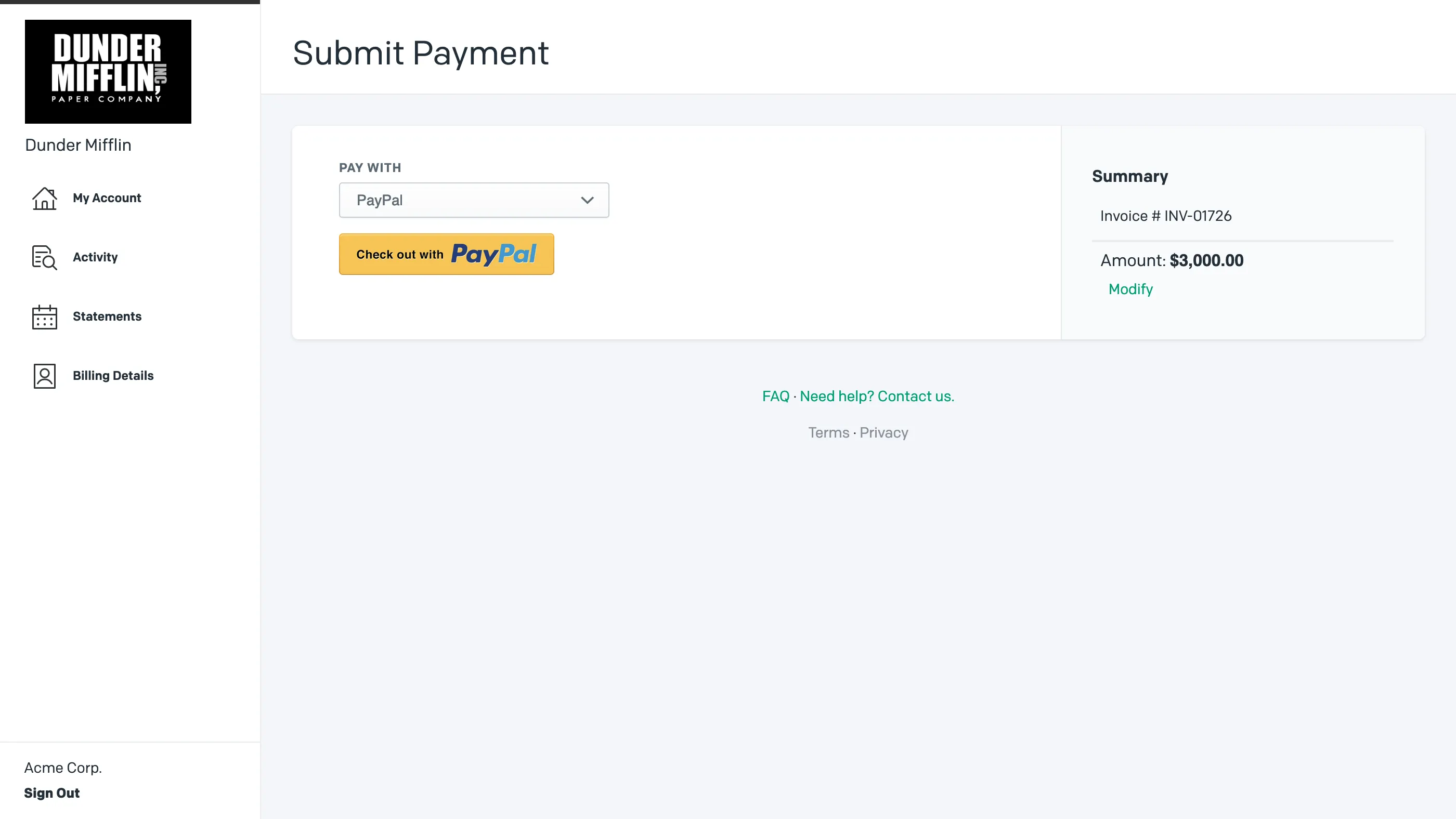 Pay Invoice with PayPal