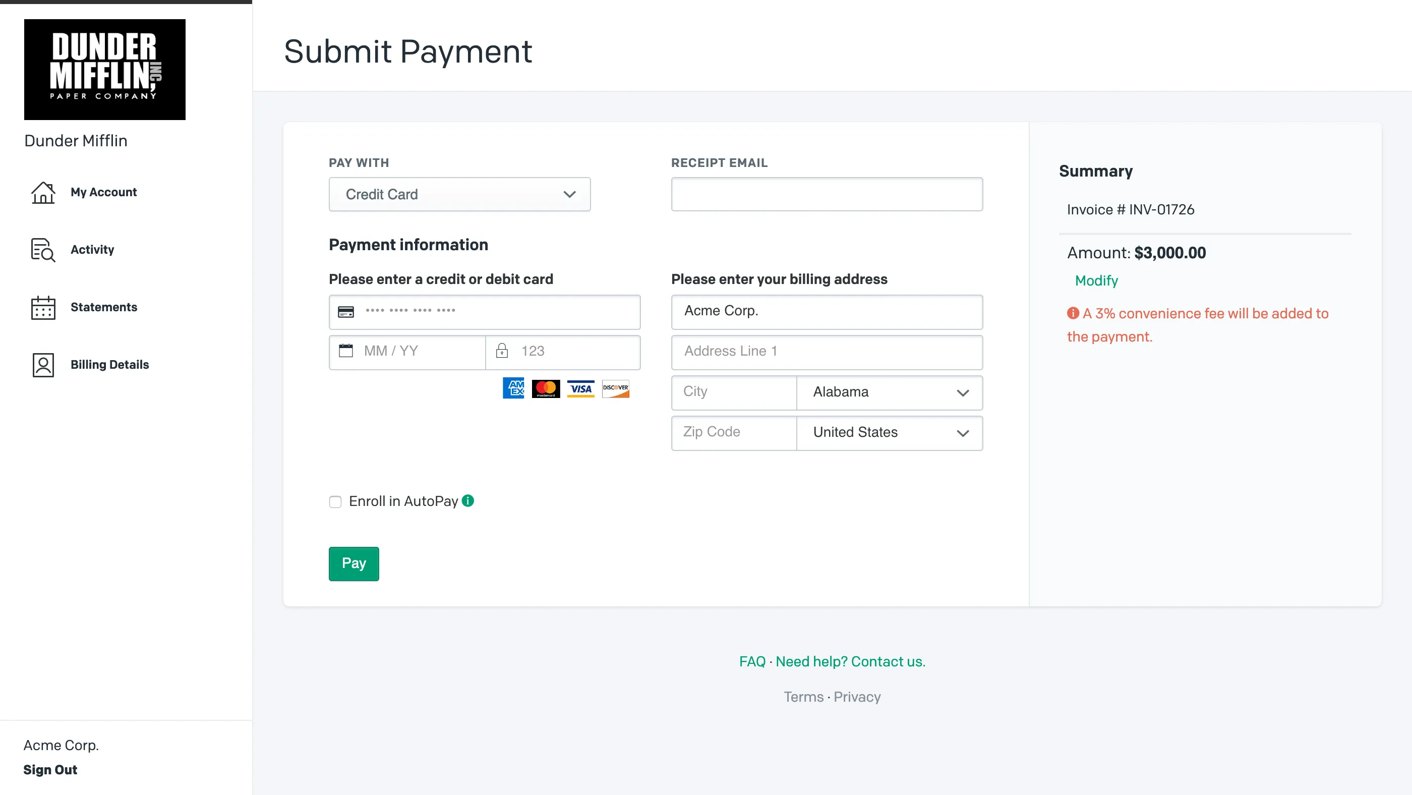 Credit Card Convenience Fee