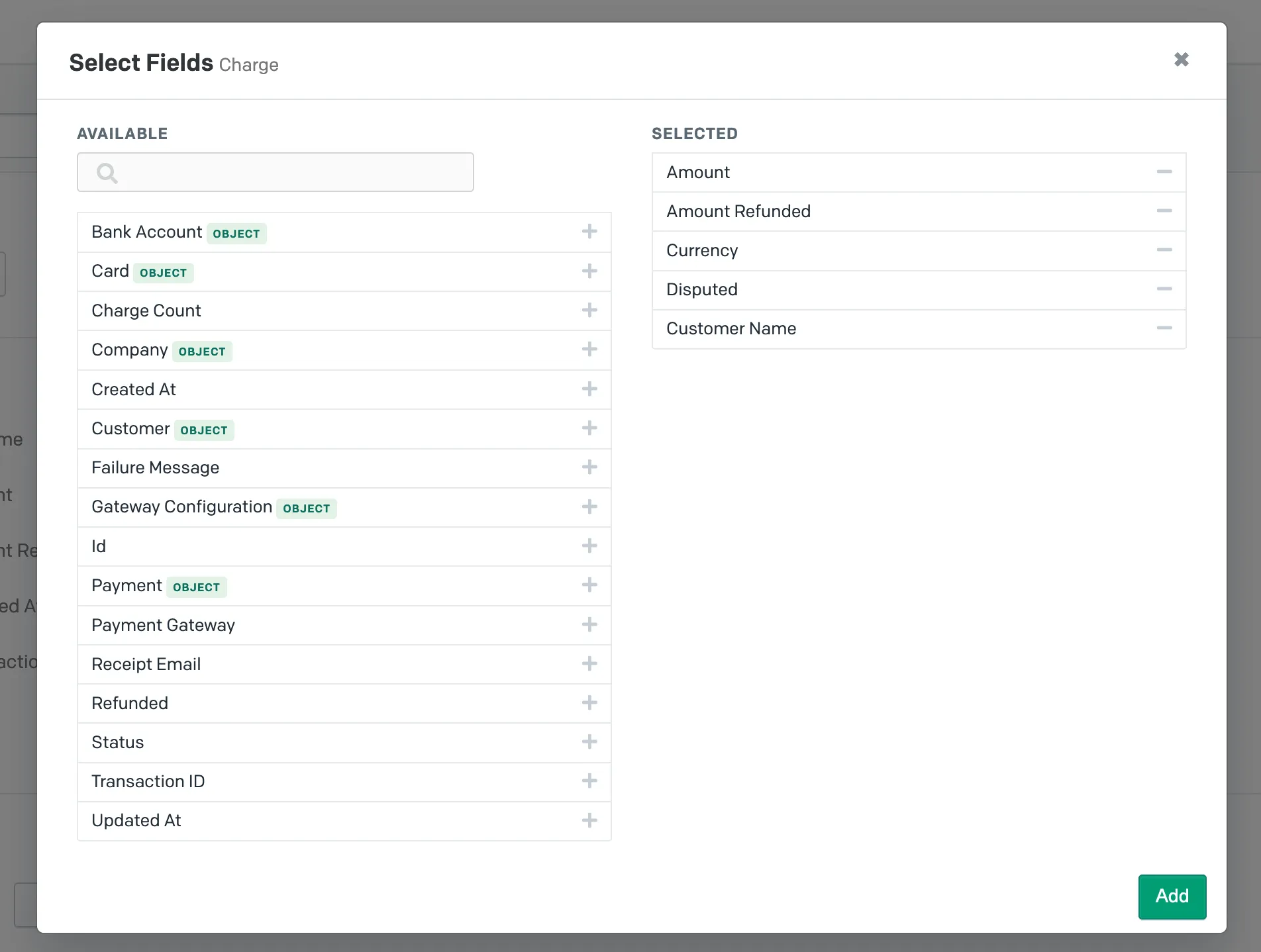 Report Builder Field Selection