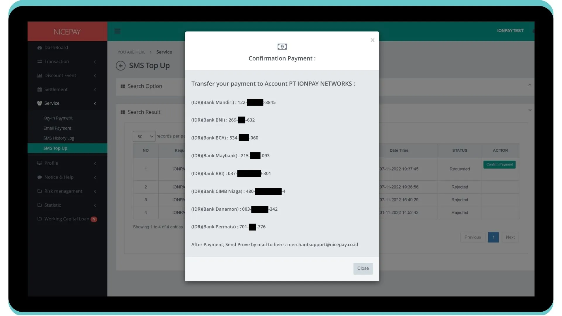 Transfer Payment SMS Top Up 