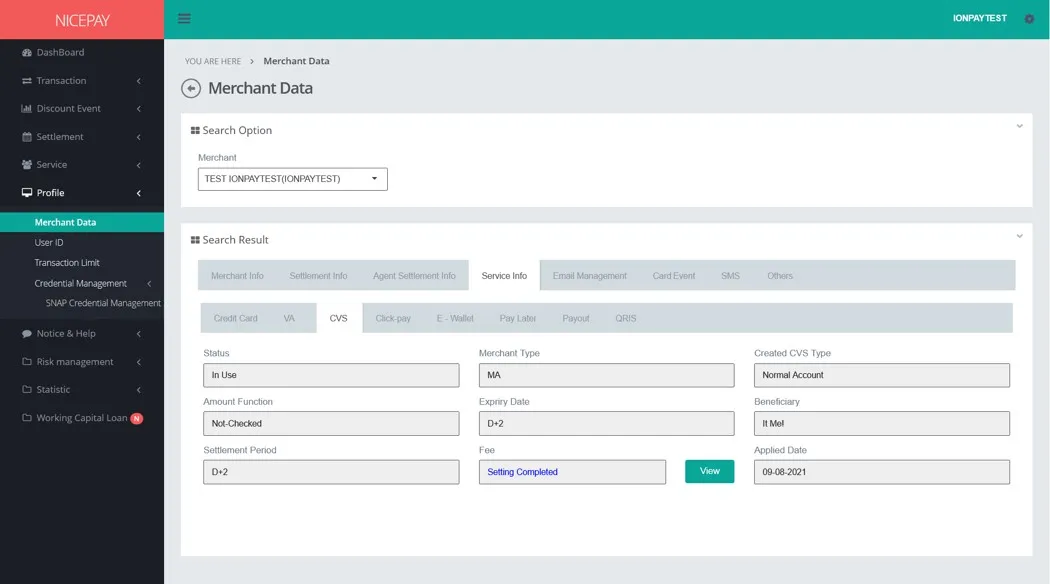 Merchant Data - Service Info - CVS Merchant Data - Service Info - CVS