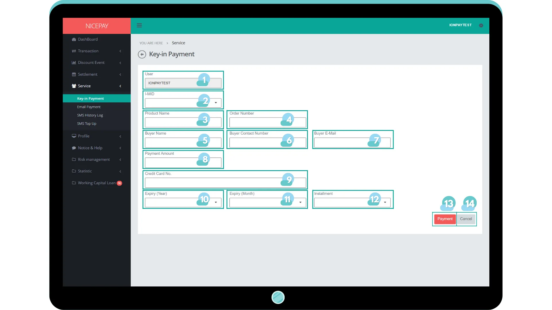 Service - Key-in Payment