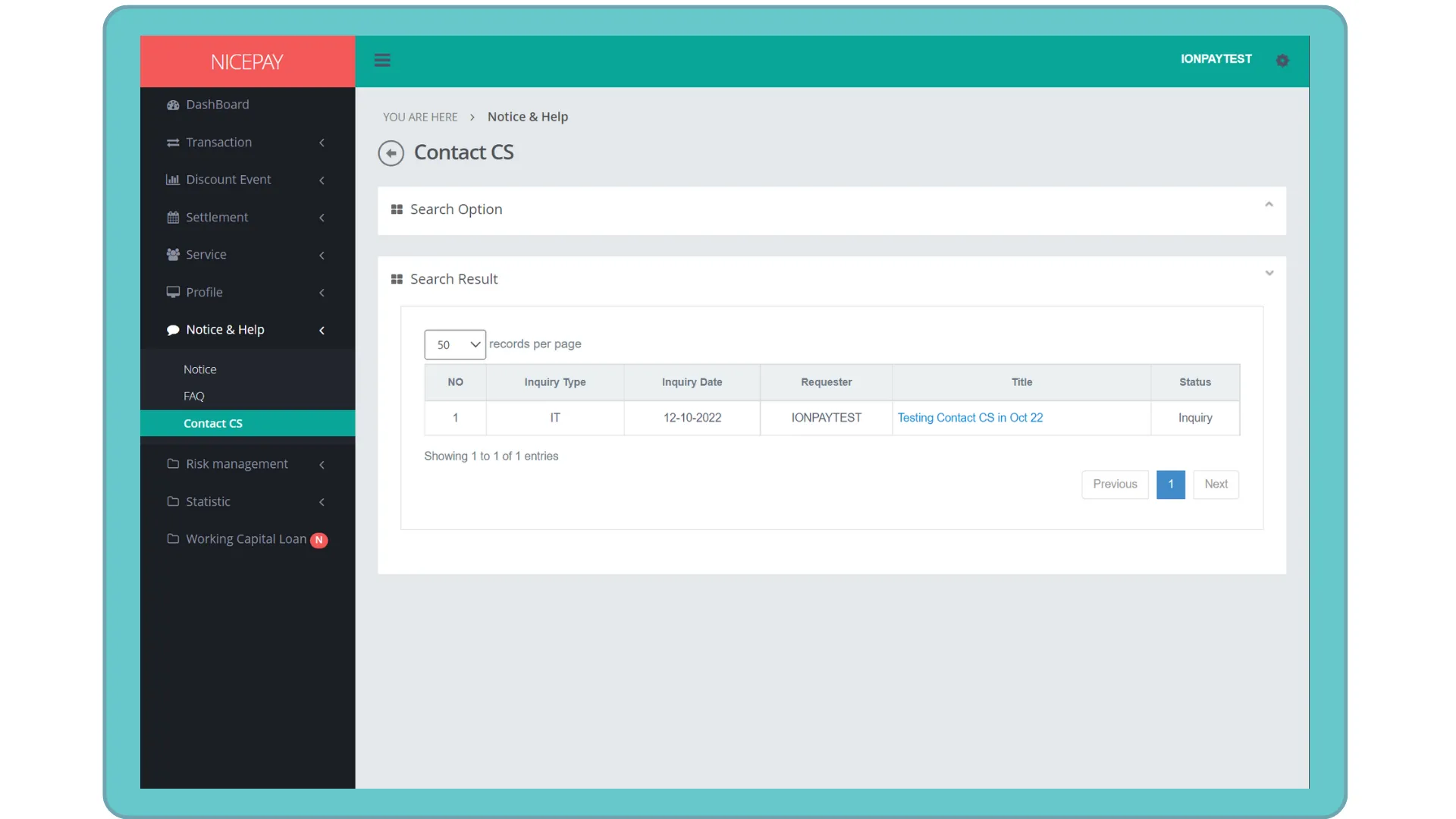 Contact CS - Search Result