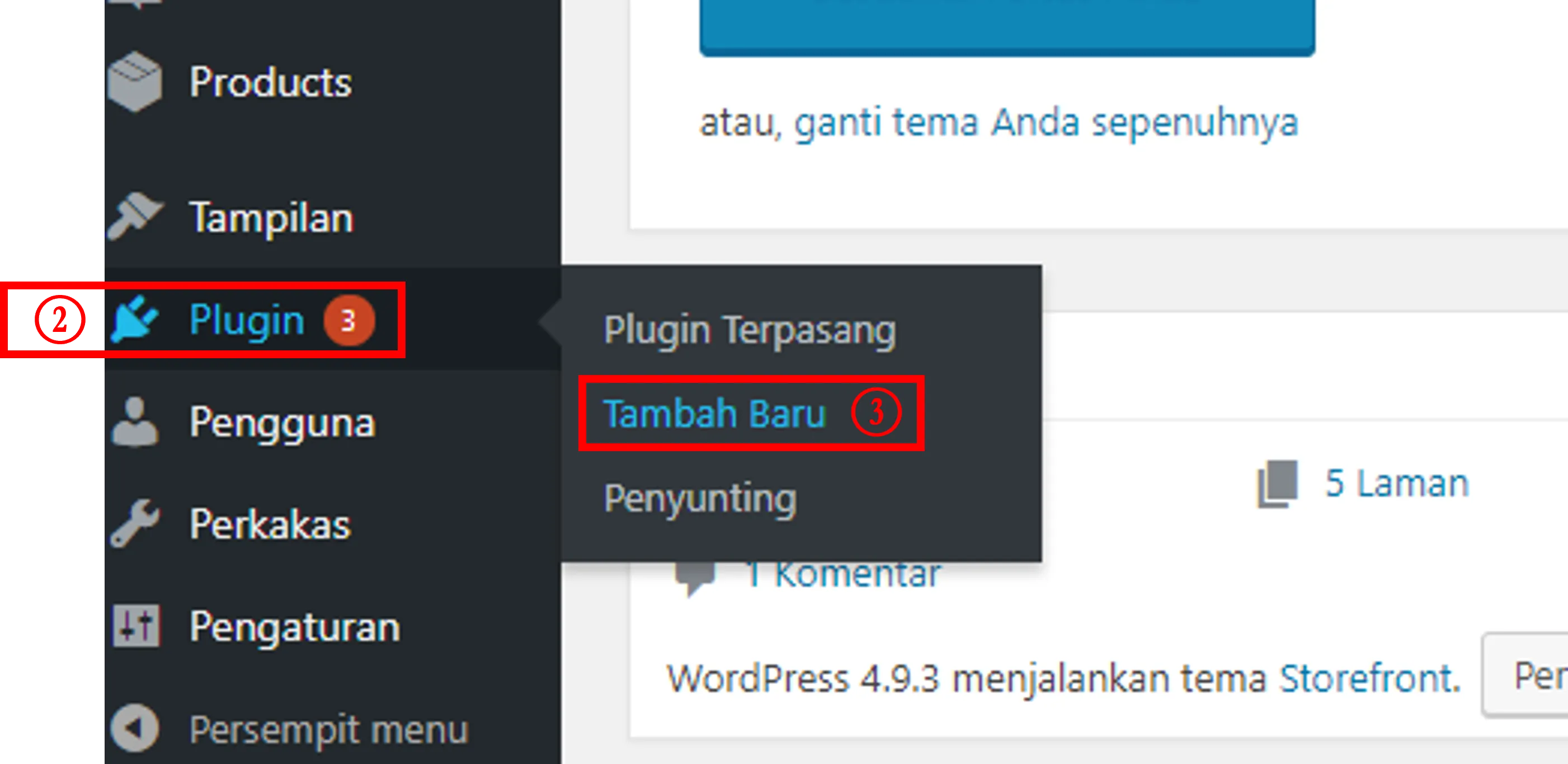 Plugin > Tambah Baru Plugin > Tambah Baru