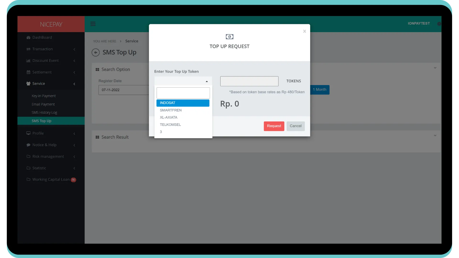 Top Up Request Top Up Request