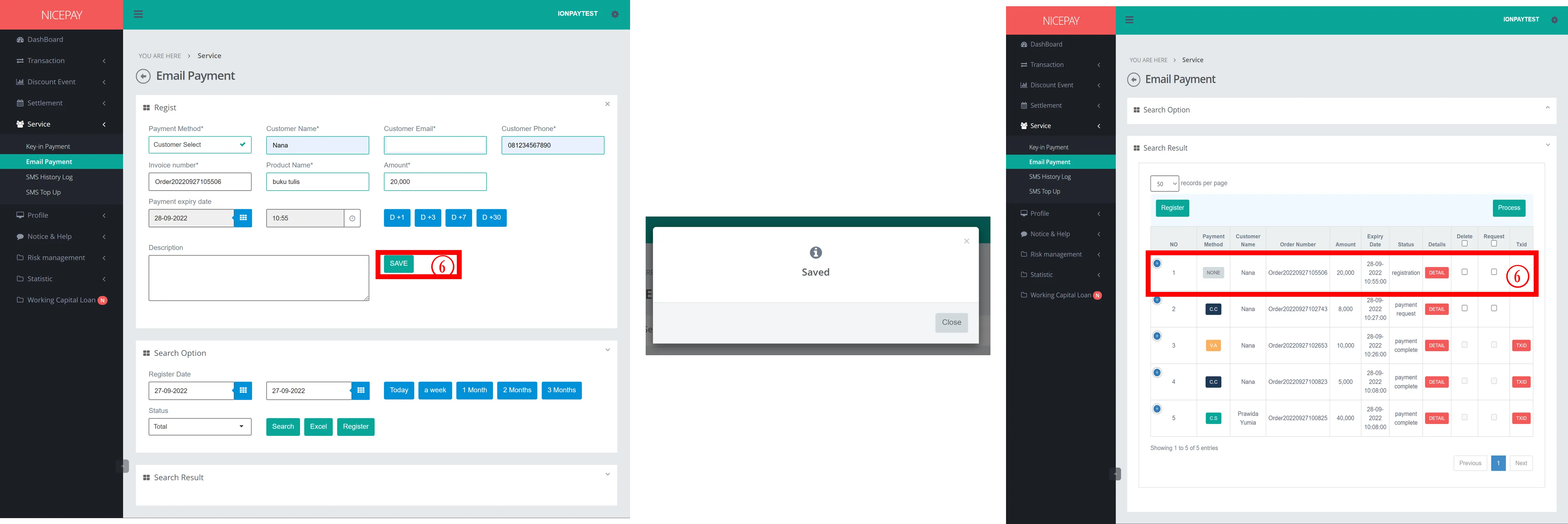 Email Payment Register Data