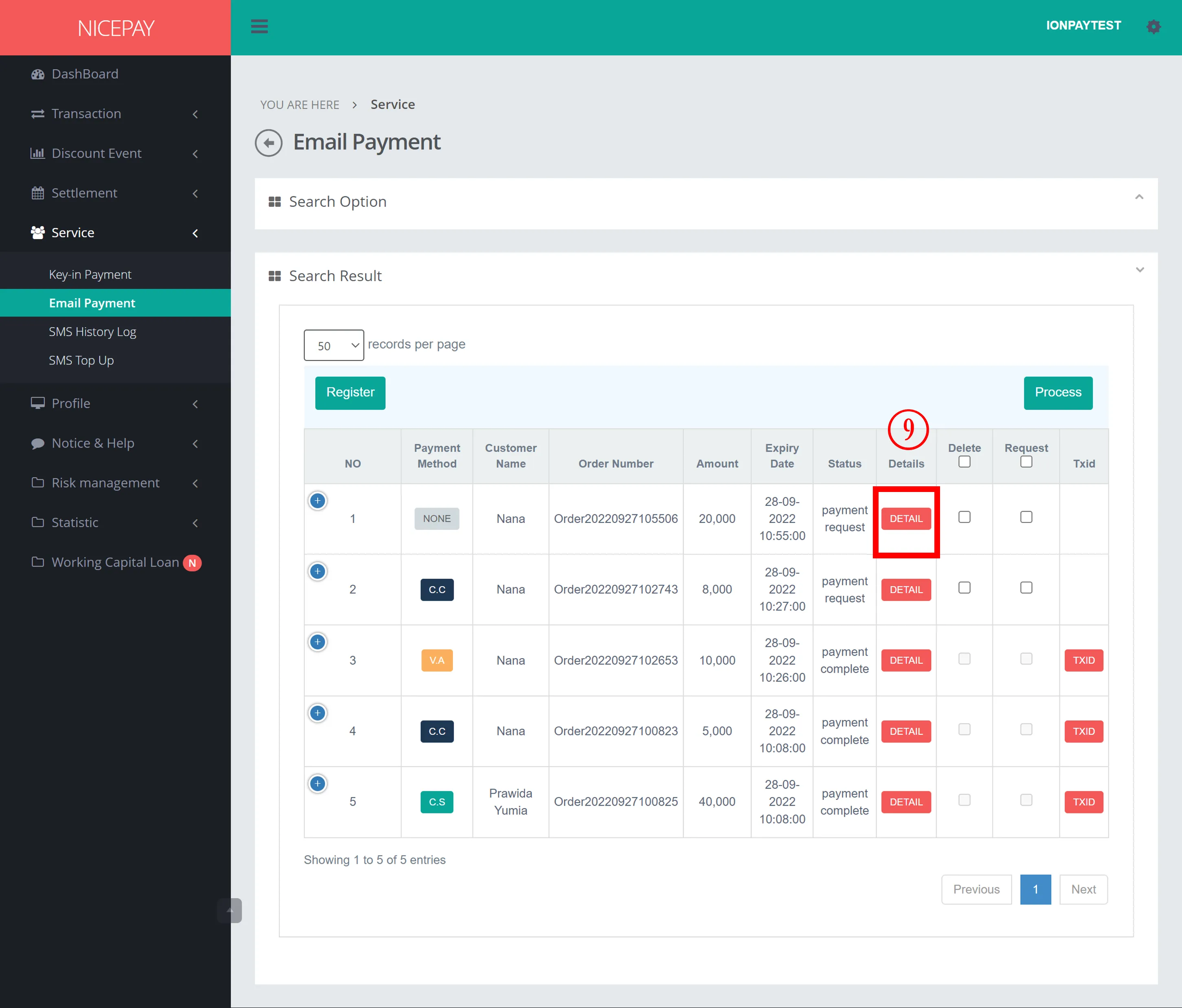 Email Payment Detail
