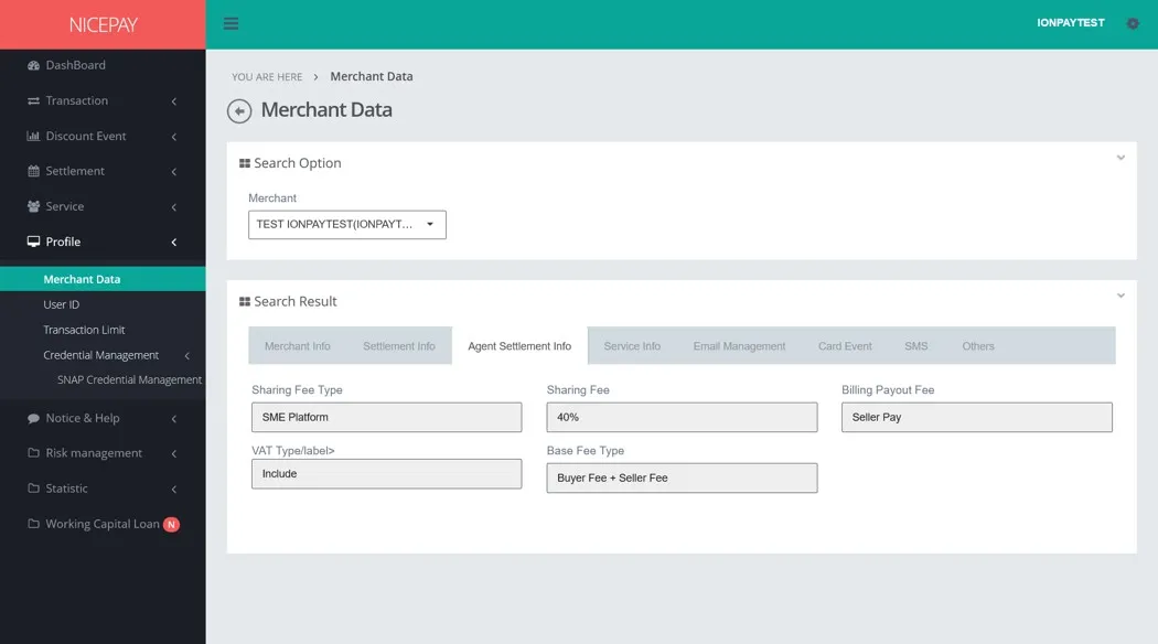 Merchant Data - Agent Settlement Info Merchant Data - Agent Settlement Info