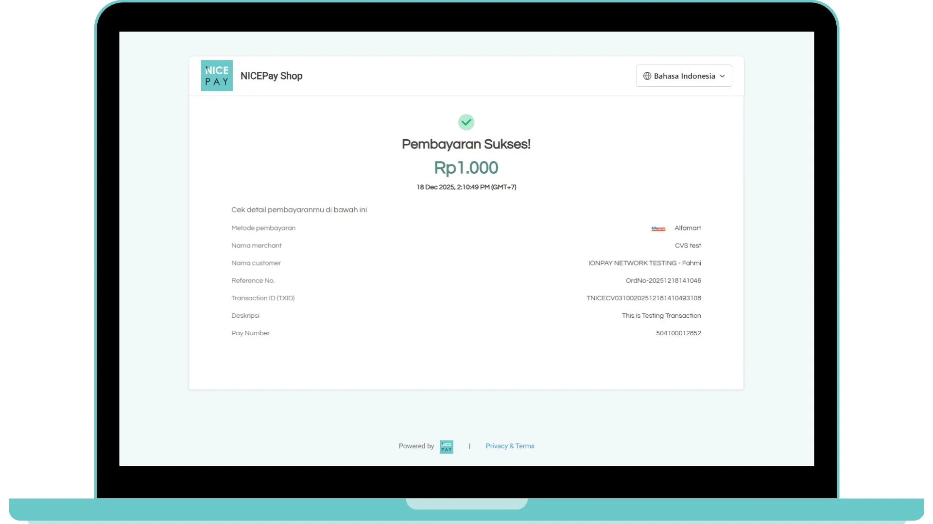Success - Secure Payment Page