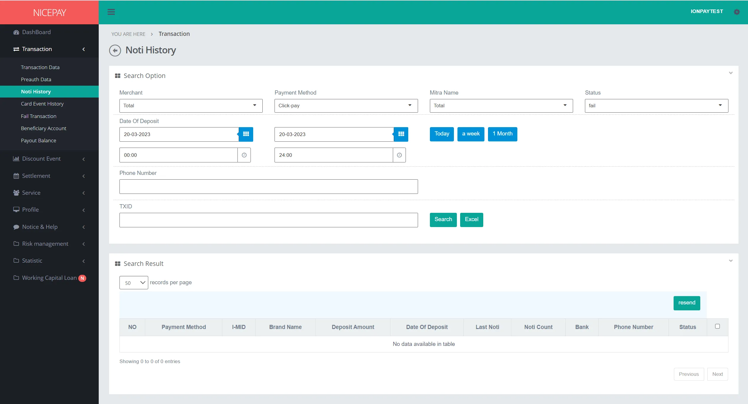 Transaction - Noti History - Click Pay Transaction - Noti History - Click Pay