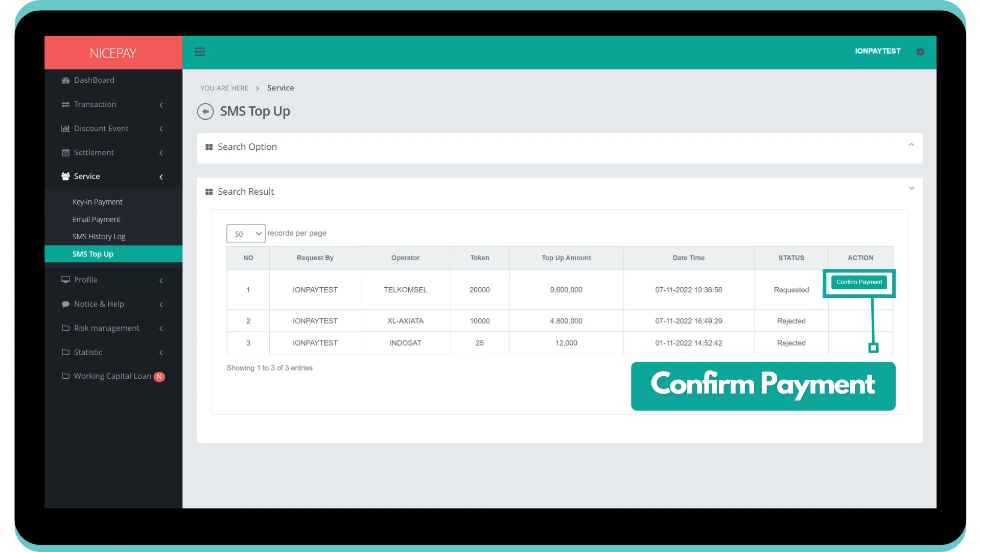 Melihat Data pada Search Result, klik Request Payment Melihat Data pada Search Result, klik Request Payment