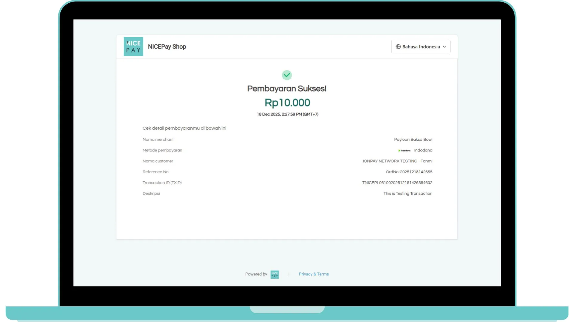 Success - Secure Payment Page