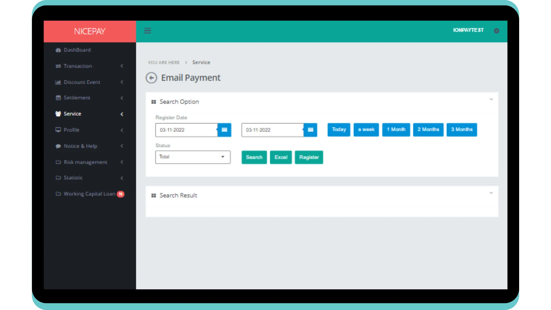 Email Payment - Search Option