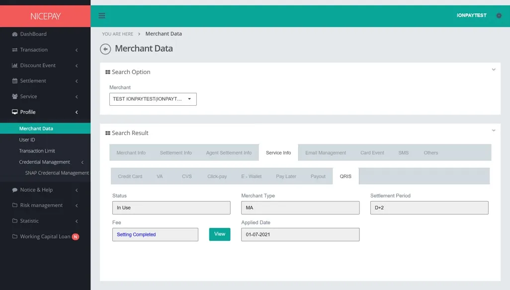 Merchant Data - Service Info - QRIS Merchant Data - Service Info - QRIS
