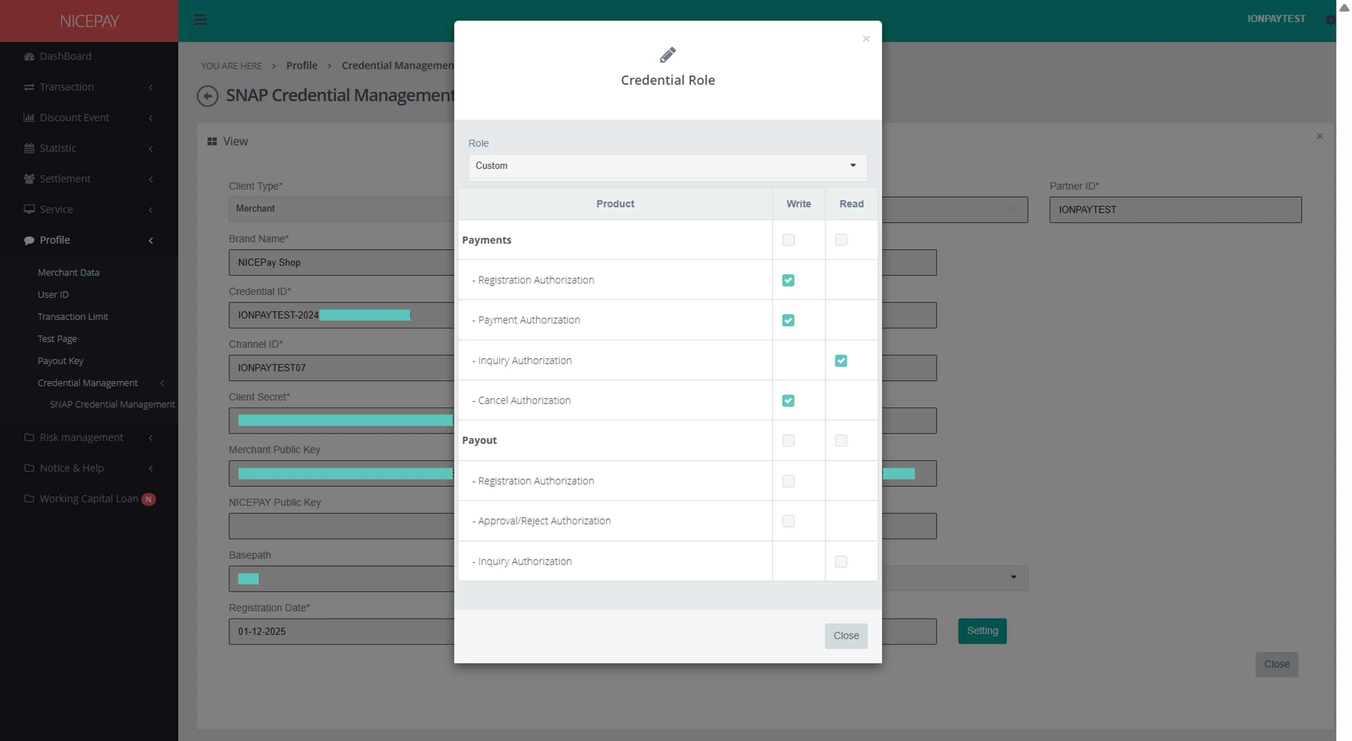Credential Management - Setting Detail Credential Management - Setting Detail