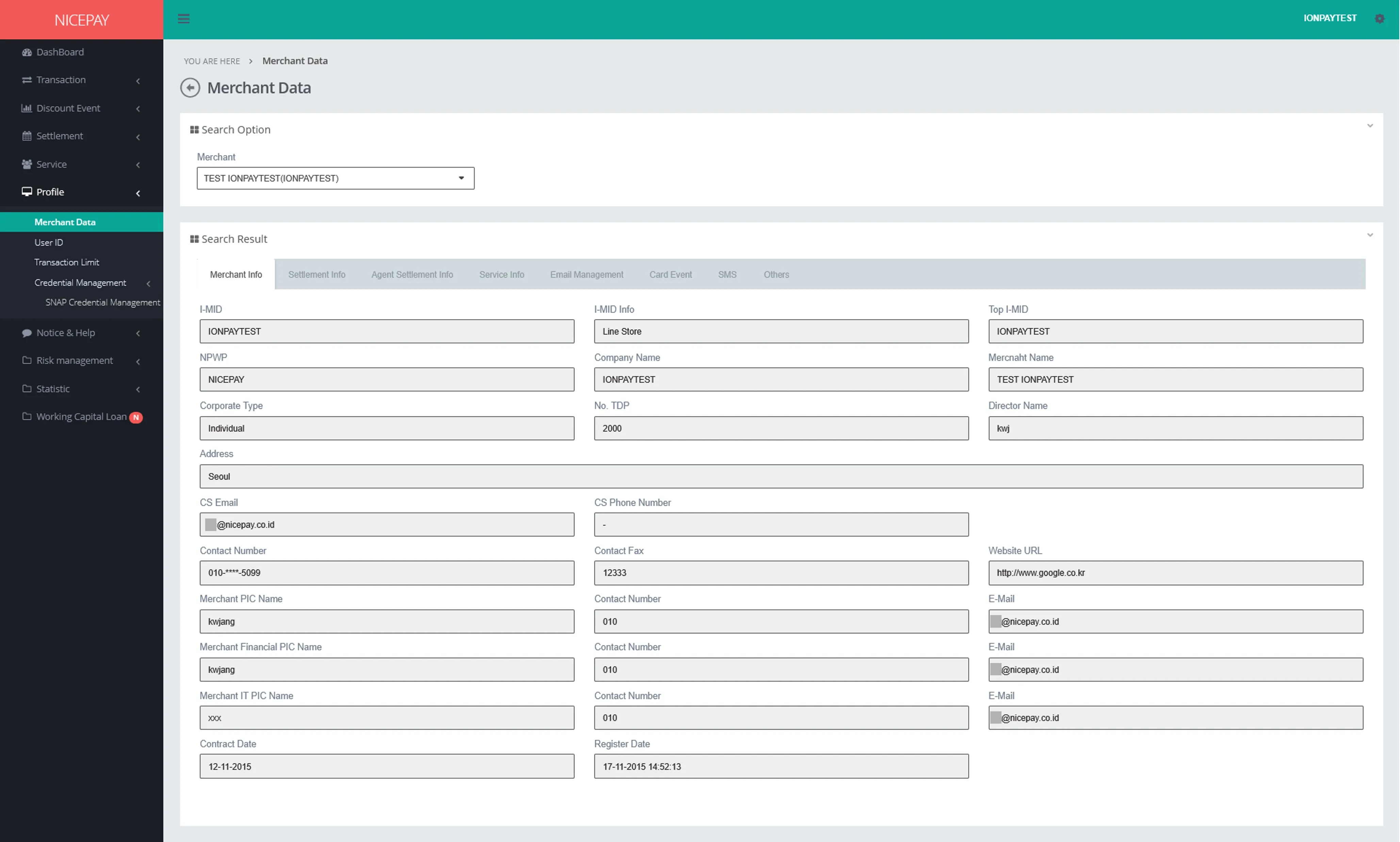 Merchant Data - Merchant Info Merchant Data - Merchant Info