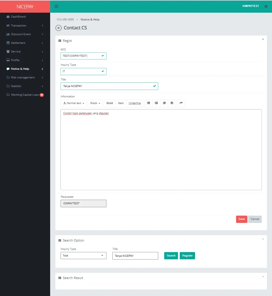 Contact CS - Regist