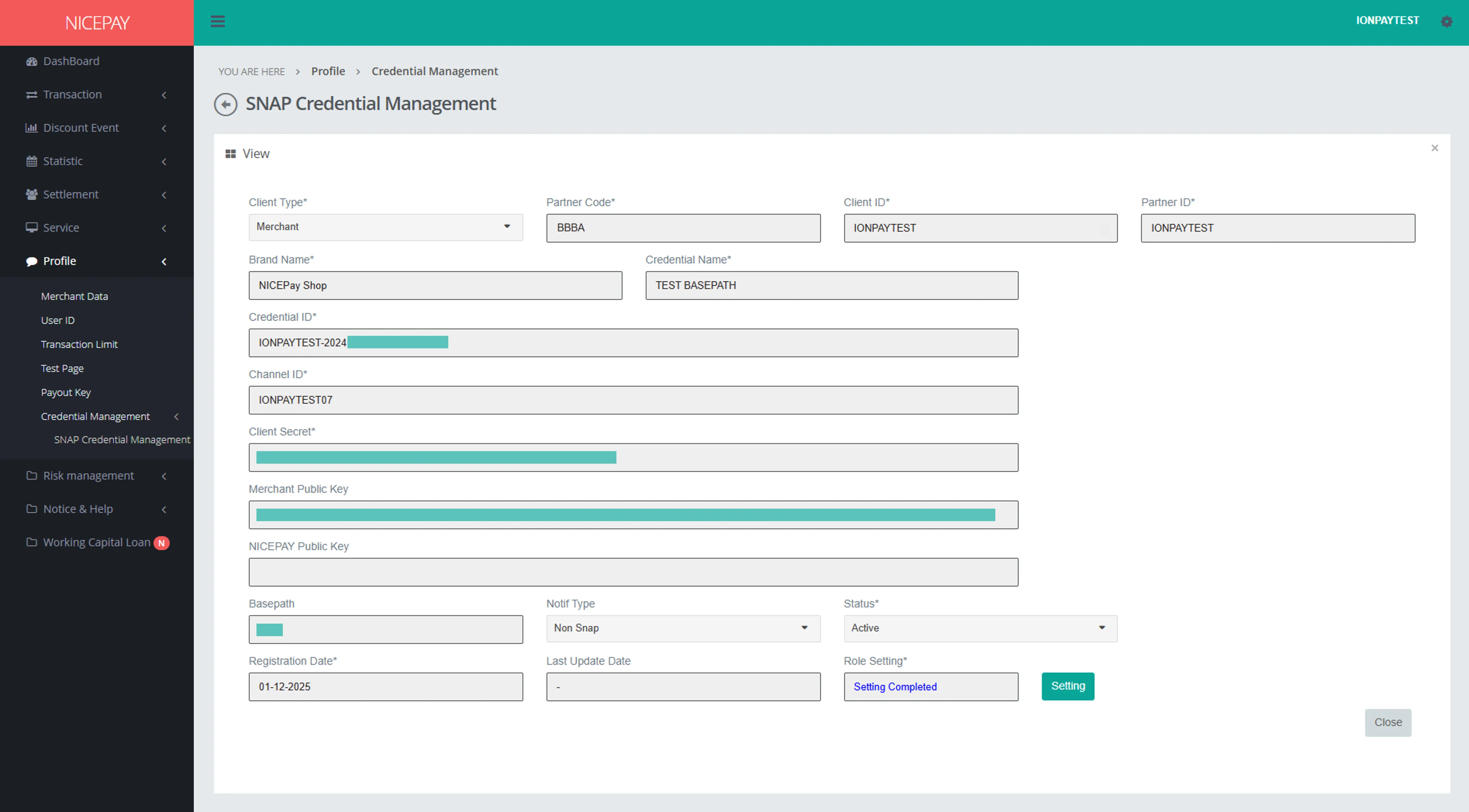 Credential Management - Detail Credential Management - Detail