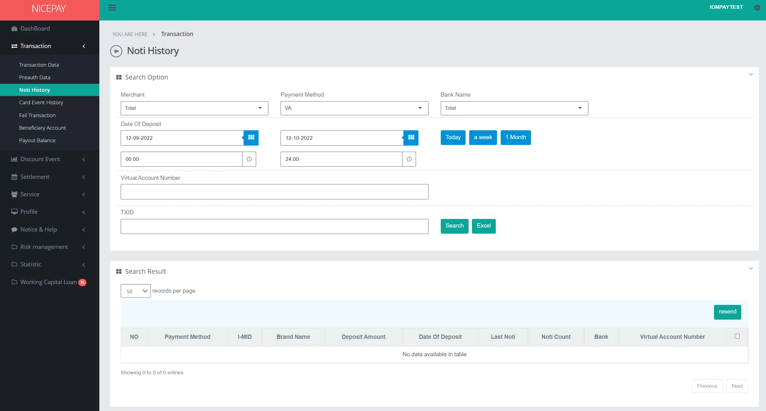 Transaction - Noti History - Virtual Account