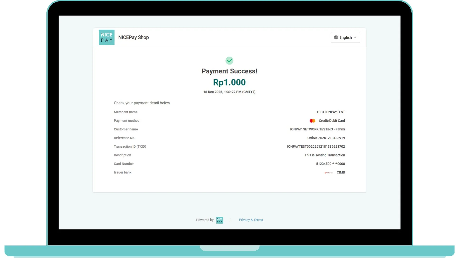 Success - NICEPAY Payment Page