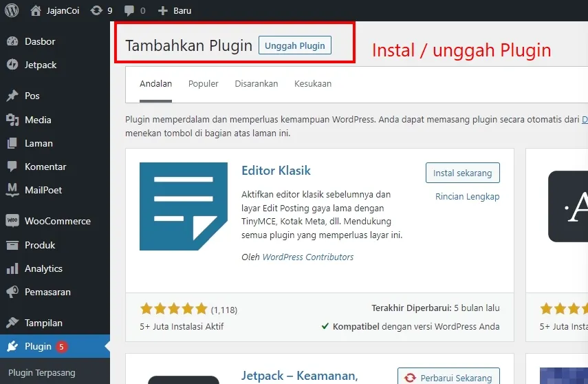 Add Plugin - Install/unggah Plugin Add Plugin - Install/unggah Plugin