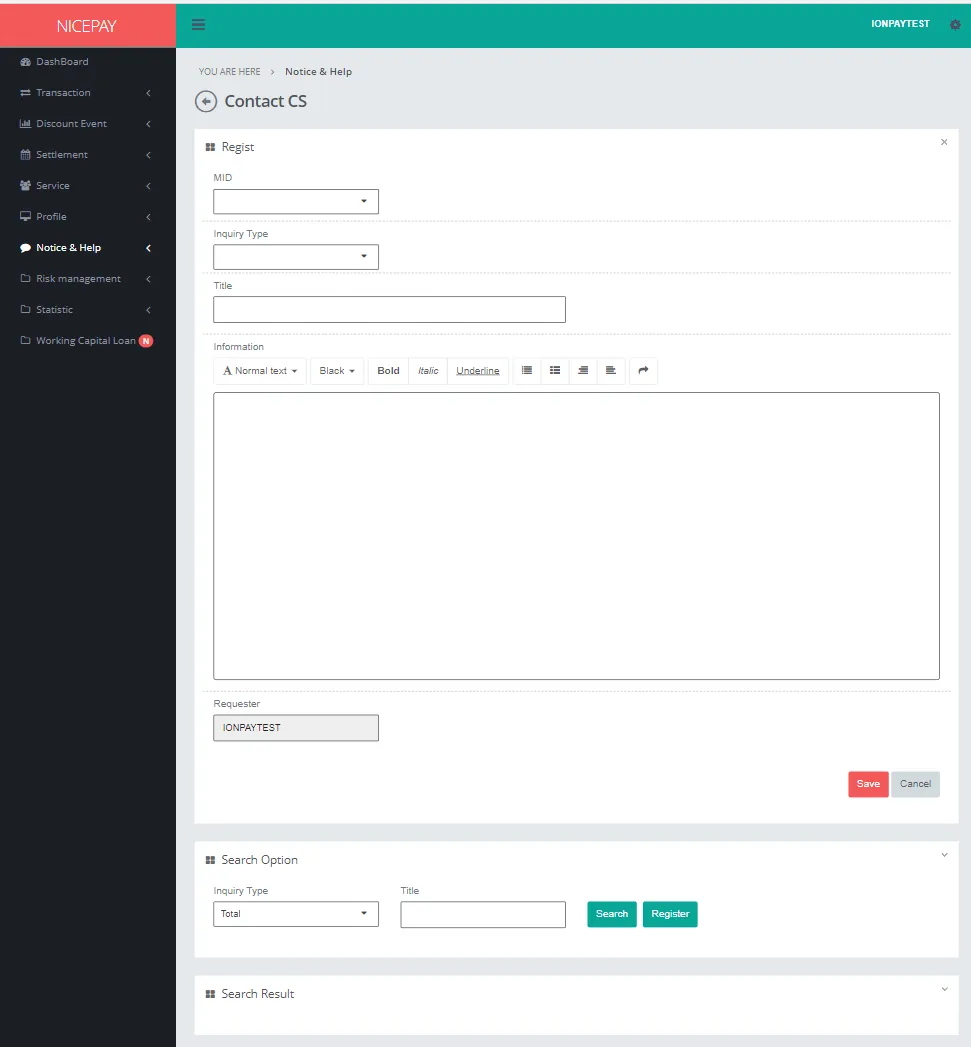Contact CS - Regist