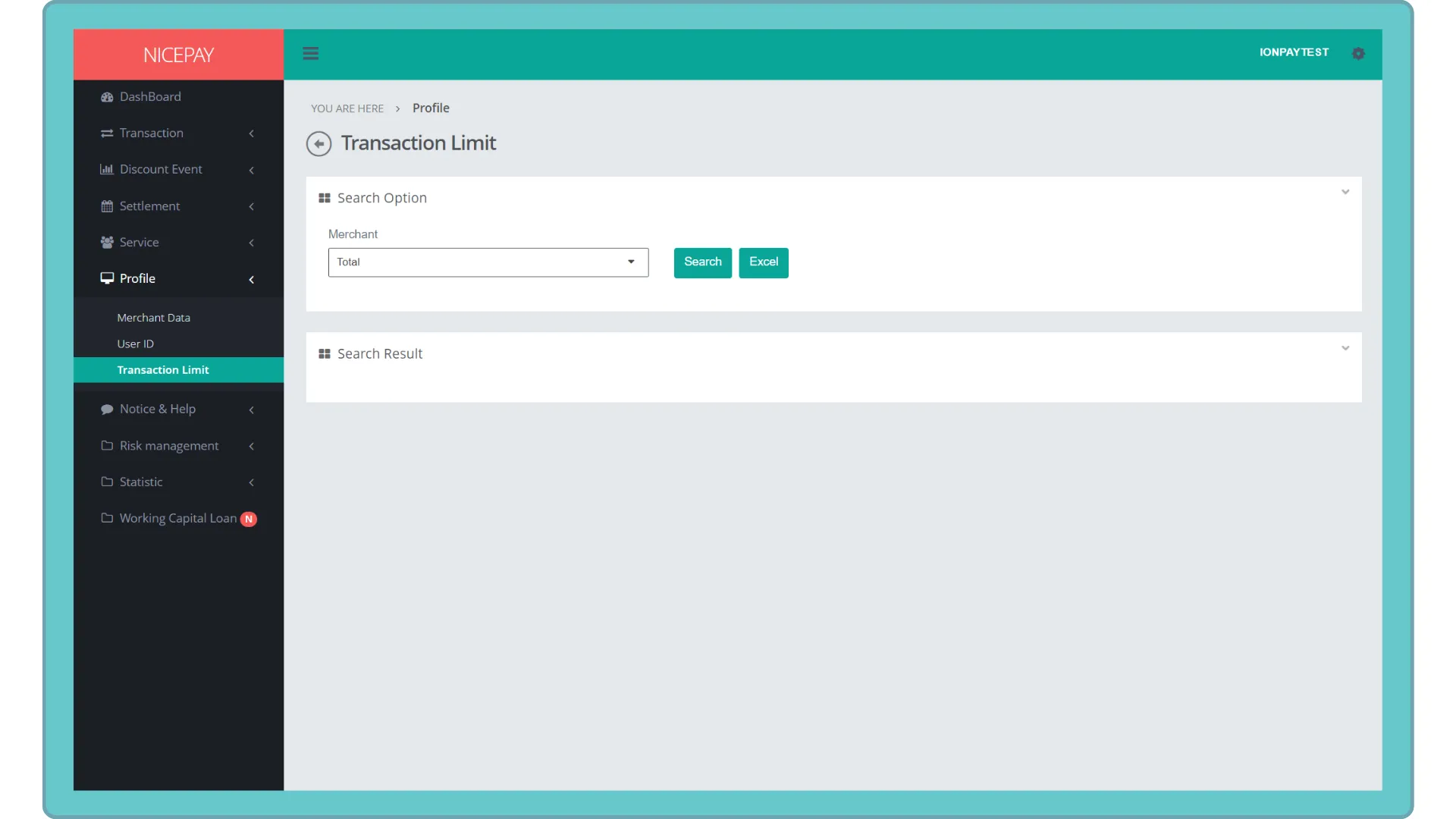 Transaction Limit - Search Option