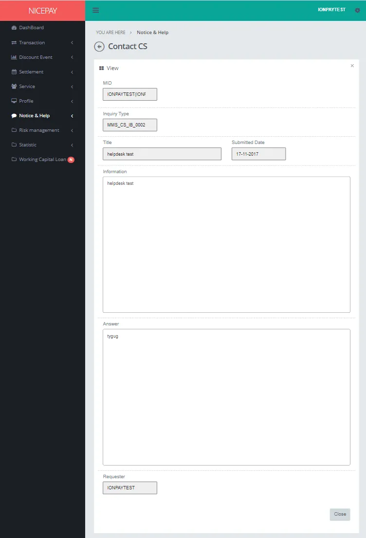 Contact CS - View