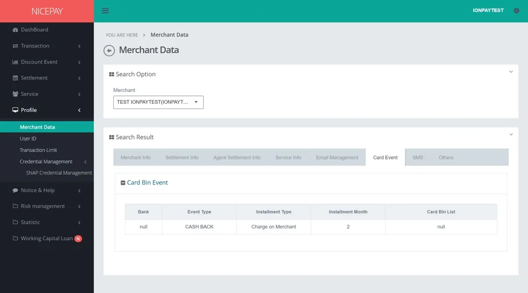 Merchant Data - Card Event Merchant Data - Card Event