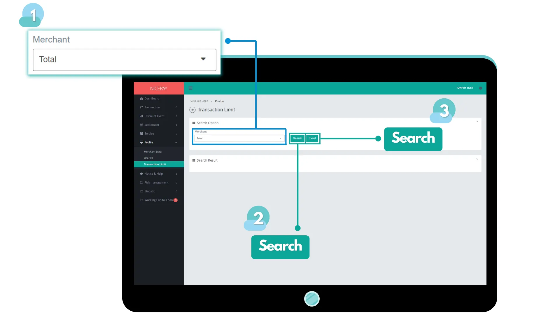 Transaction Limit - Search Option