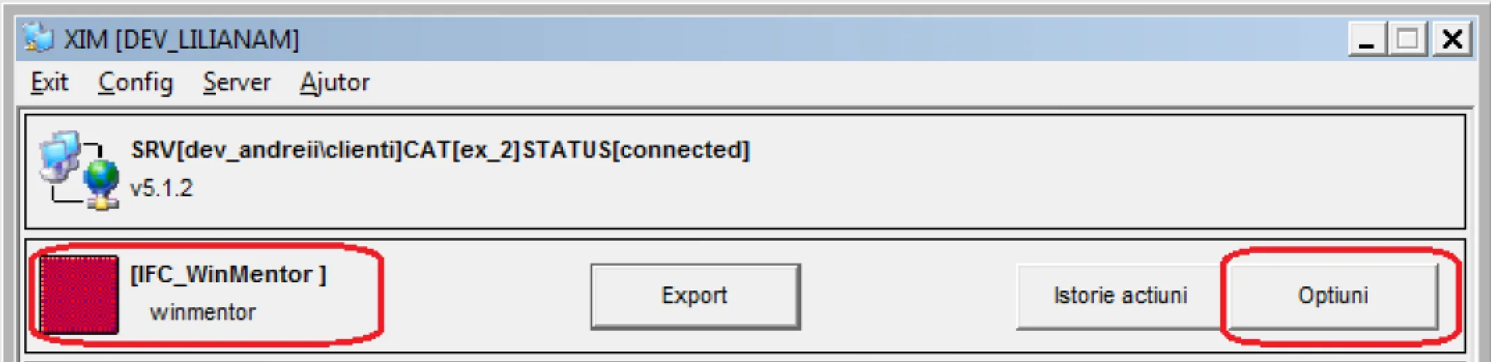 Config - Opțiuni pentru interfața IFC_ACC_WinMentor