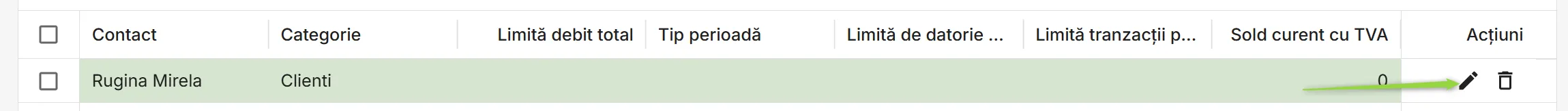 Editează portofelul contactului dorit Editează portofelul contactului dorit
