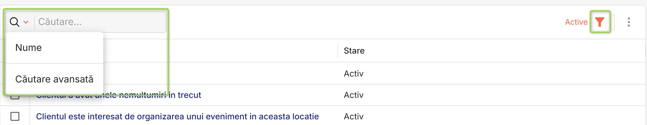 Filtrare și căutare mesaje Filtrare și căutare mesaje